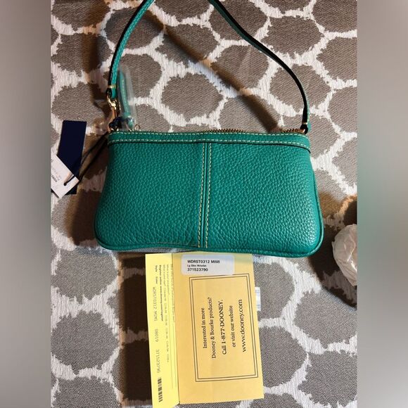 Dooney & Bourke NWT Turquoise Leather Mini Shoulder or Wristlet Bag summer fun - Picture 12 of 15